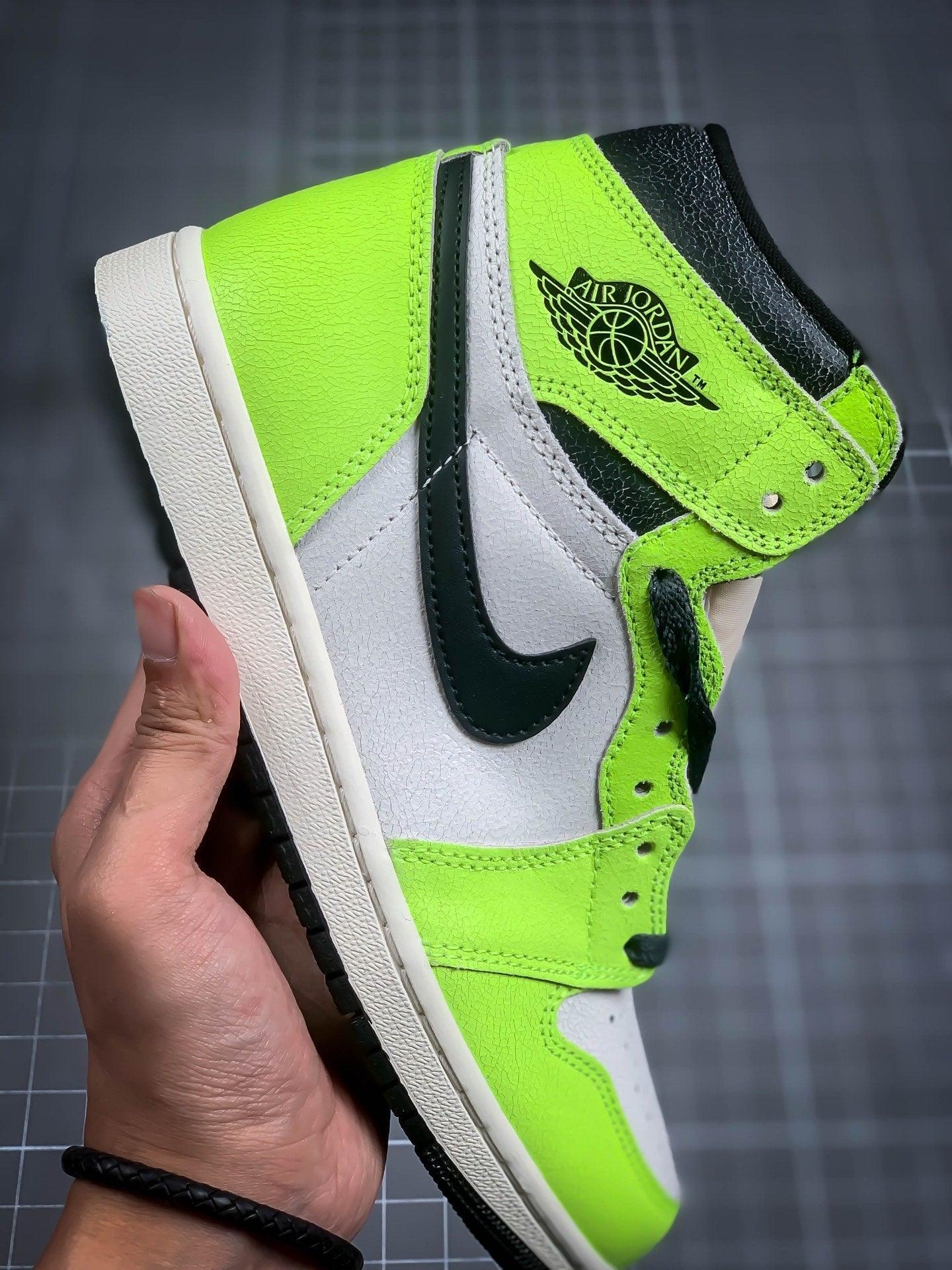 Designer Air Jordan 1 Retro High Og "Obsidian" Fluorescent Green