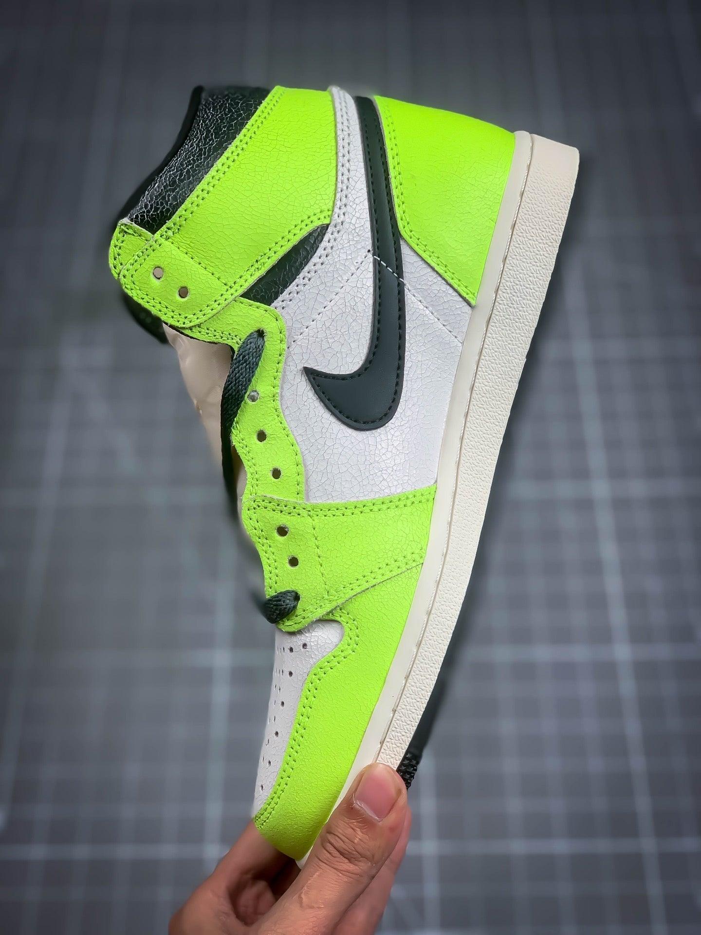 Designer Air Jordan 1 Retro High Og "Obsidian" Fluorescent Green