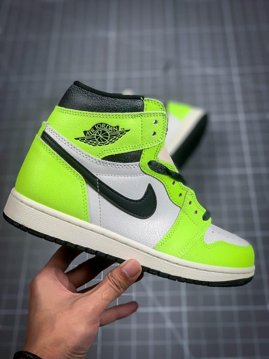 Designer Air Jordan 1 Retro High Og "Obsidian" Fluorescent Green