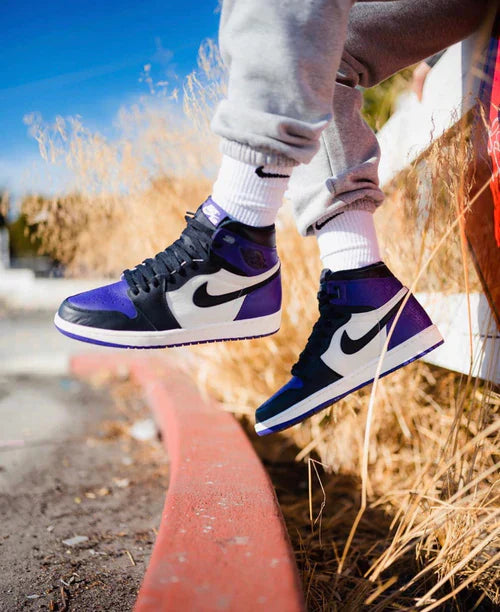 Designer Jordan 1 High Q AJ1 Purple Toe UNISEX ( Customs And Box ), Jordan 1 Sneakers FREE SHIPPING WITH FEDEX