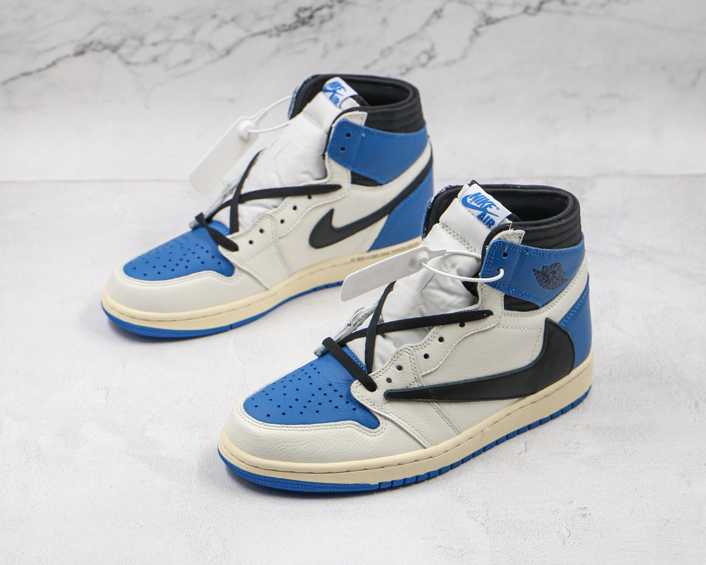 Designer Blue T-Scott x Fragment x Air Jordan 1 High Q ( Customs And Box ), Jordan 1 Sneakers Active