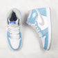 Designer Blue White Jordan 1 High Q ( Customs And Box ), Jordan 1 Sneakers Active