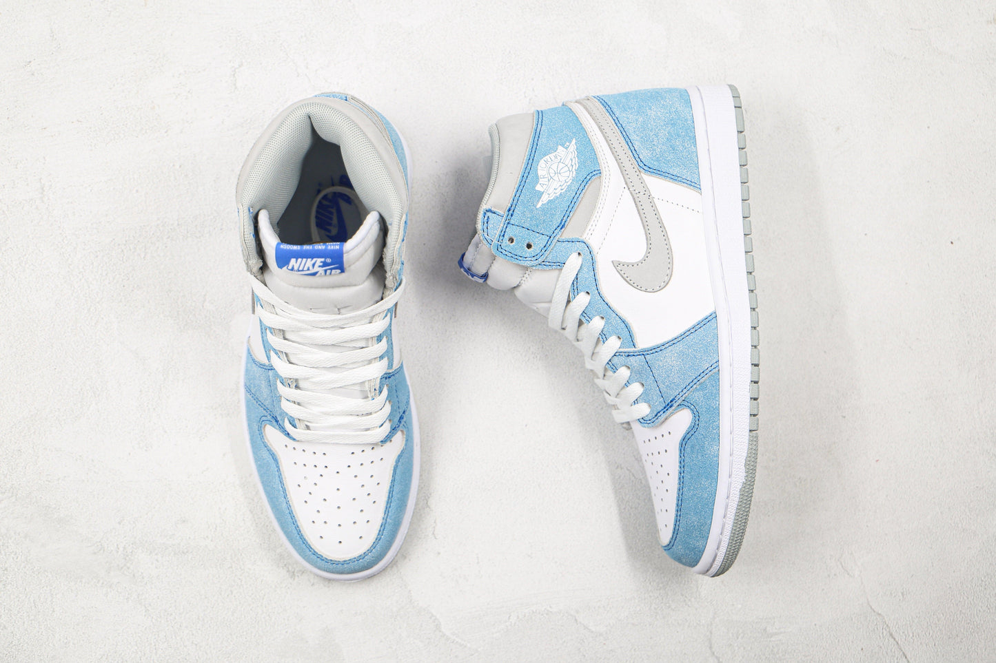 Designer Blue White Jordan 1 High Q ( Customs And Box ), Jordan 1 Sneakers Active