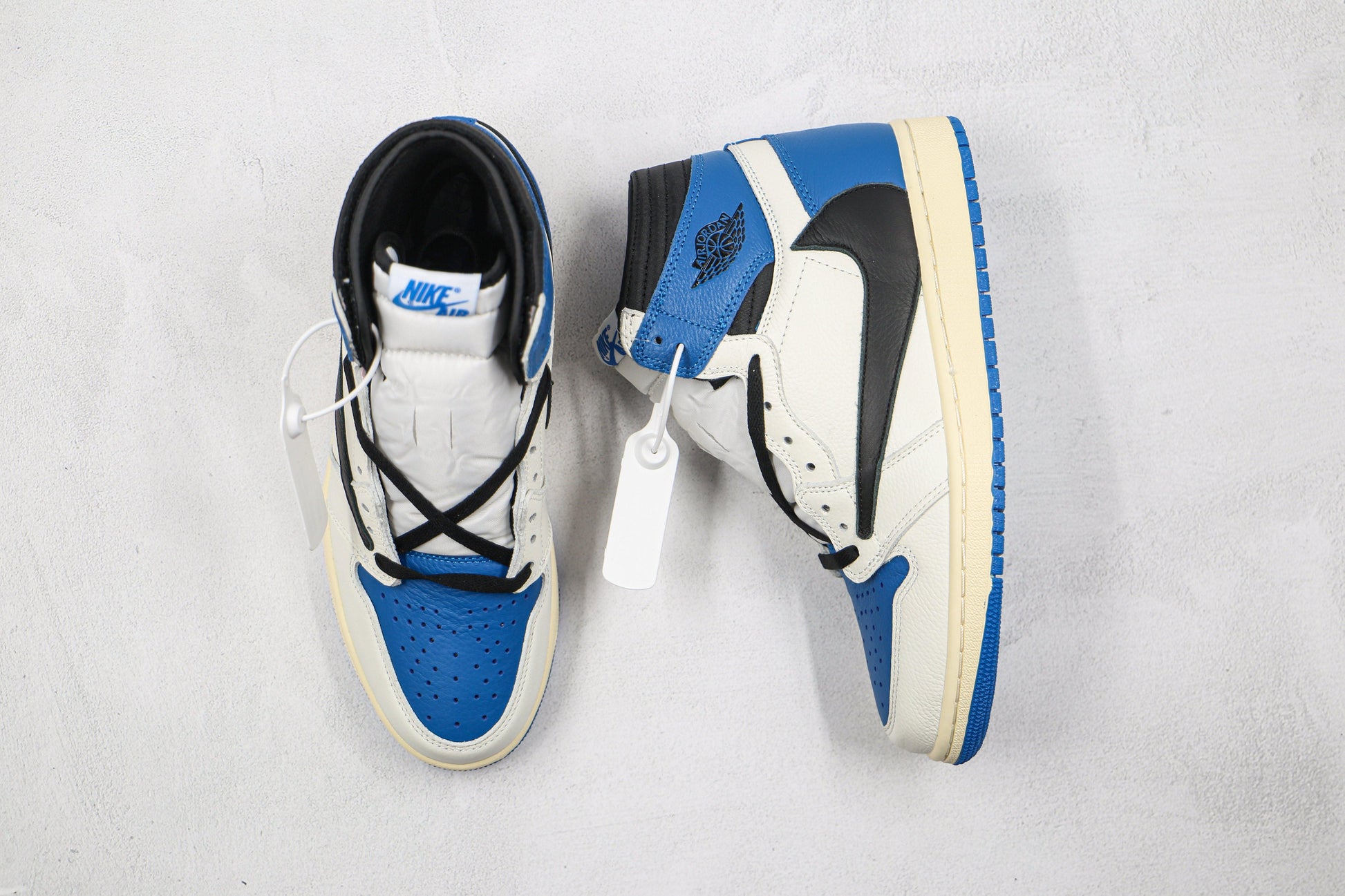 Designer Blue T-Scott x Fragment x Air Jordan 1 High Q ( Customs And Box ), Jordan 1 Sneakers Active