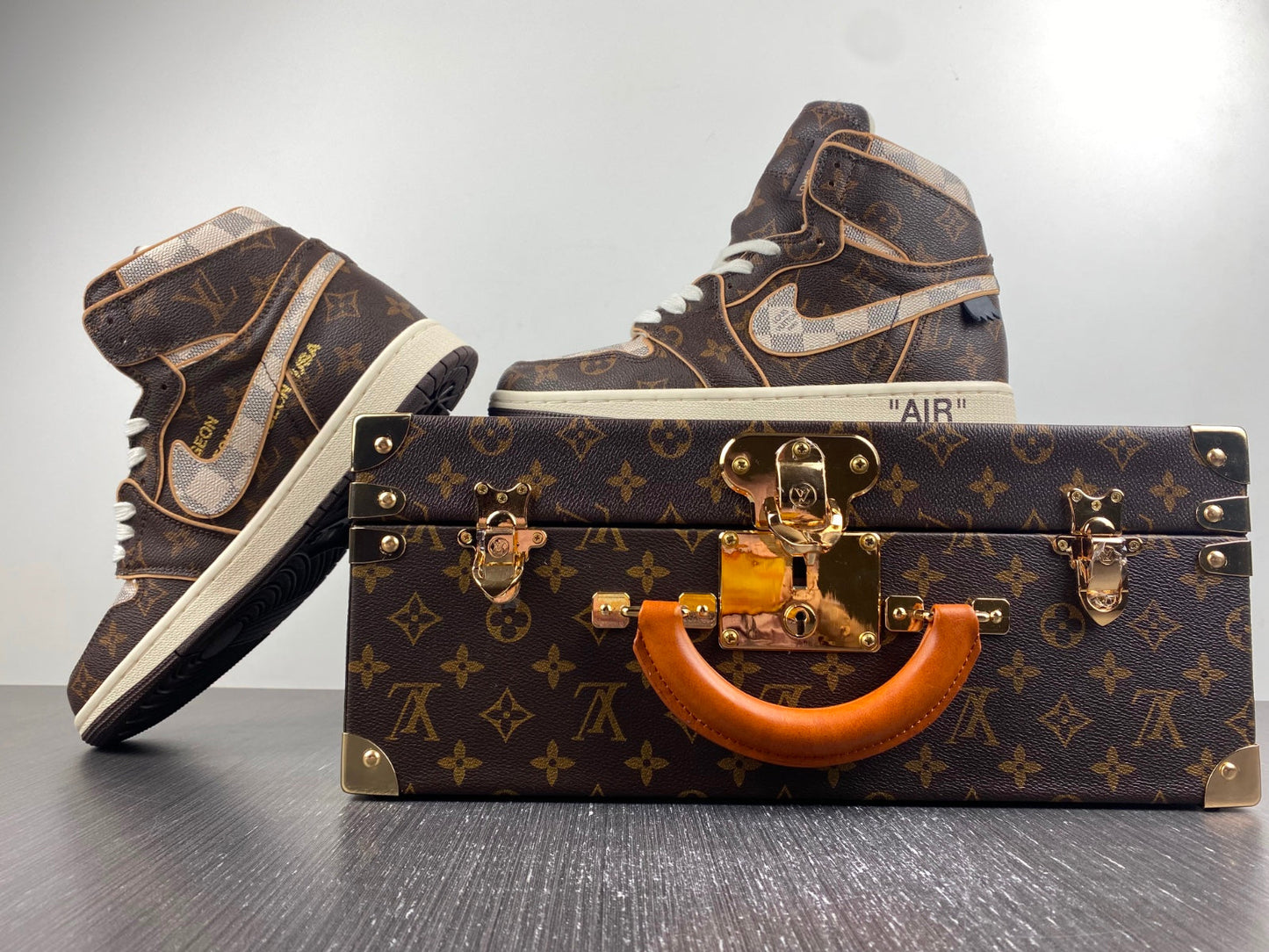 Designer Air Jordan 1 x LV x OFF-W Monogram