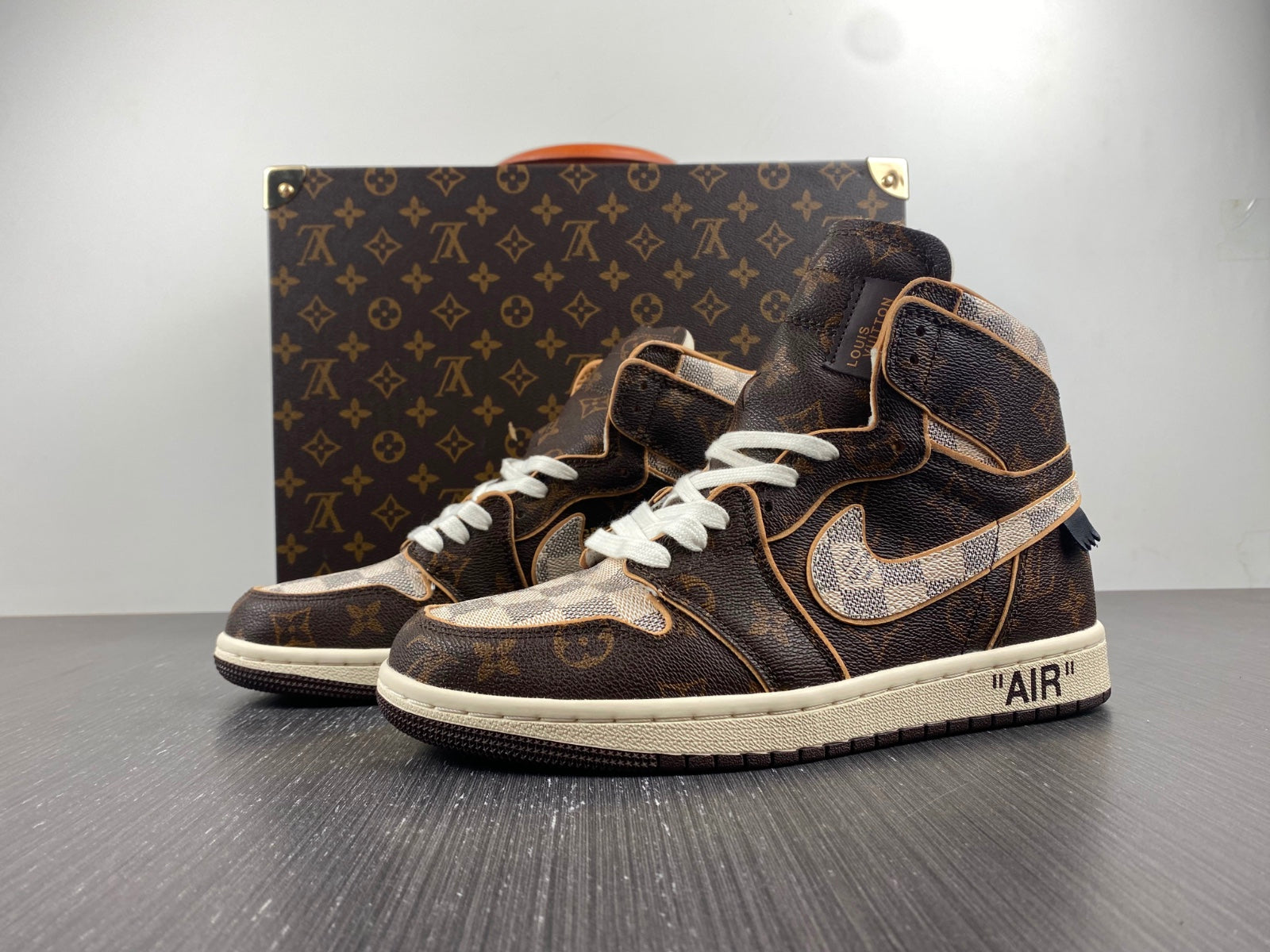 Designer Air Jordan 1 x LV x OFF-W Monogram