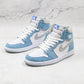 Designer Blue White Jordan 1 High Q ( Customs And Box ), Jordan 1 Sneakers Active