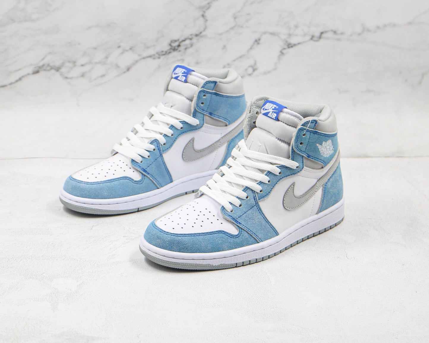 Designer Blue White Jordan 1 High Q ( Customs And Box ), Jordan 1 Sneakers Active