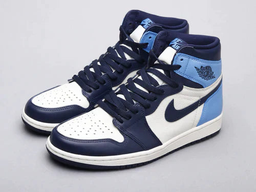 Designer Blue Black White Jordan 1 High Q AJ1 Obsidian UNISEX ( Customs And Box ), Jordan 1 Sneakers FREE SHIPPING WITH FEDEX