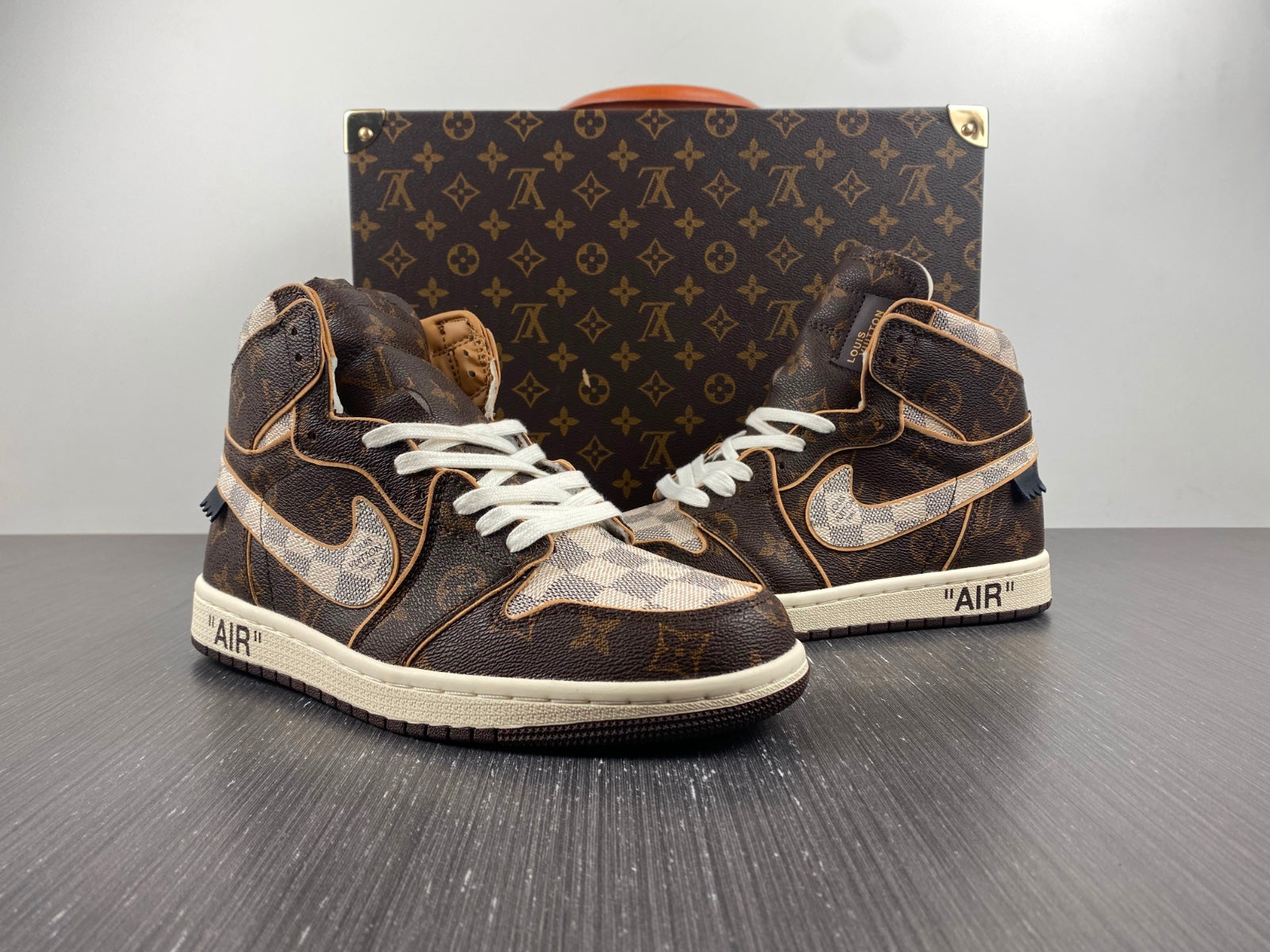 Designer Air Jordan 1 x LV x OFF-W Monogram