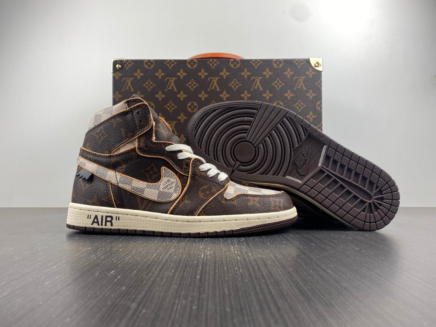 Designer Air Jordan 1 x LV x OFF-W Monogram