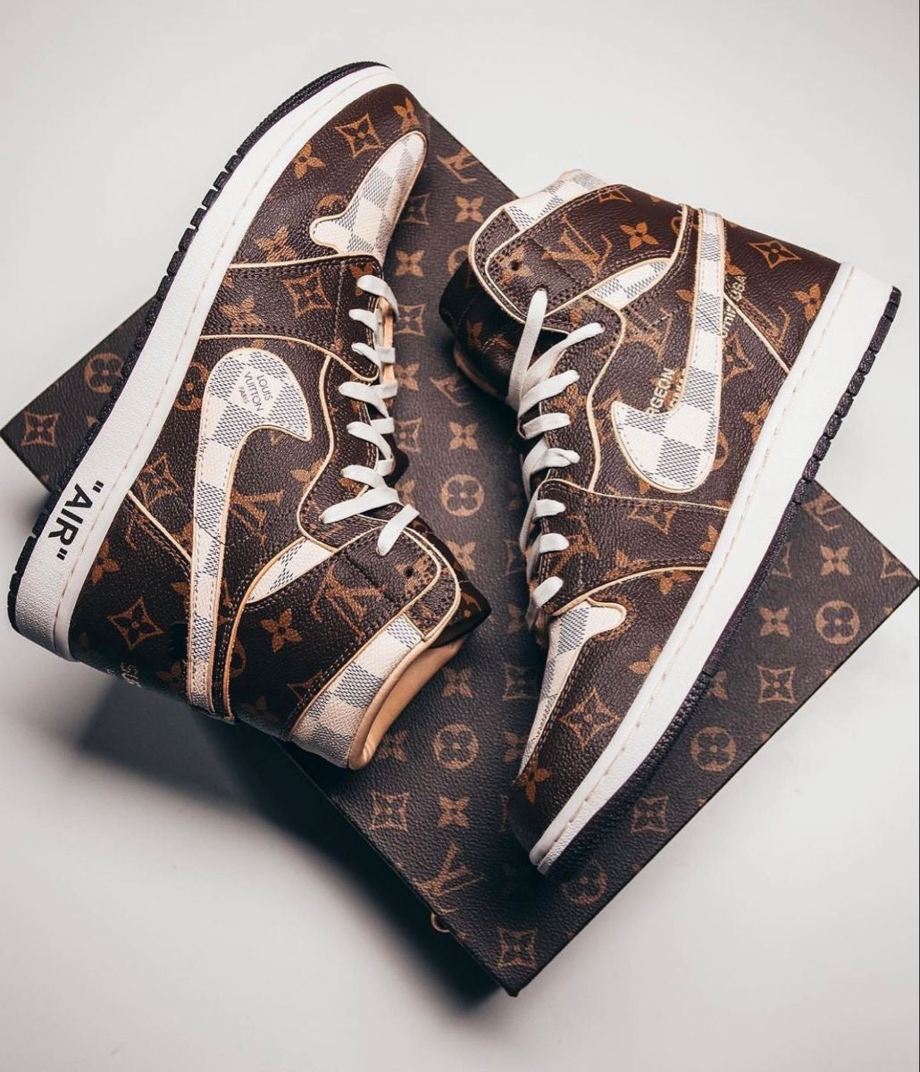 Designer Air Jordan 1 x LV x OFF-W Monogram