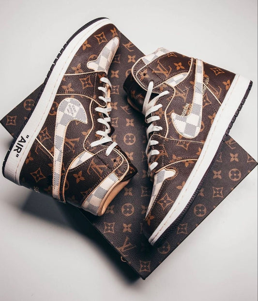 Designer Air Jordan 1 x LV x OFF-W Monogram