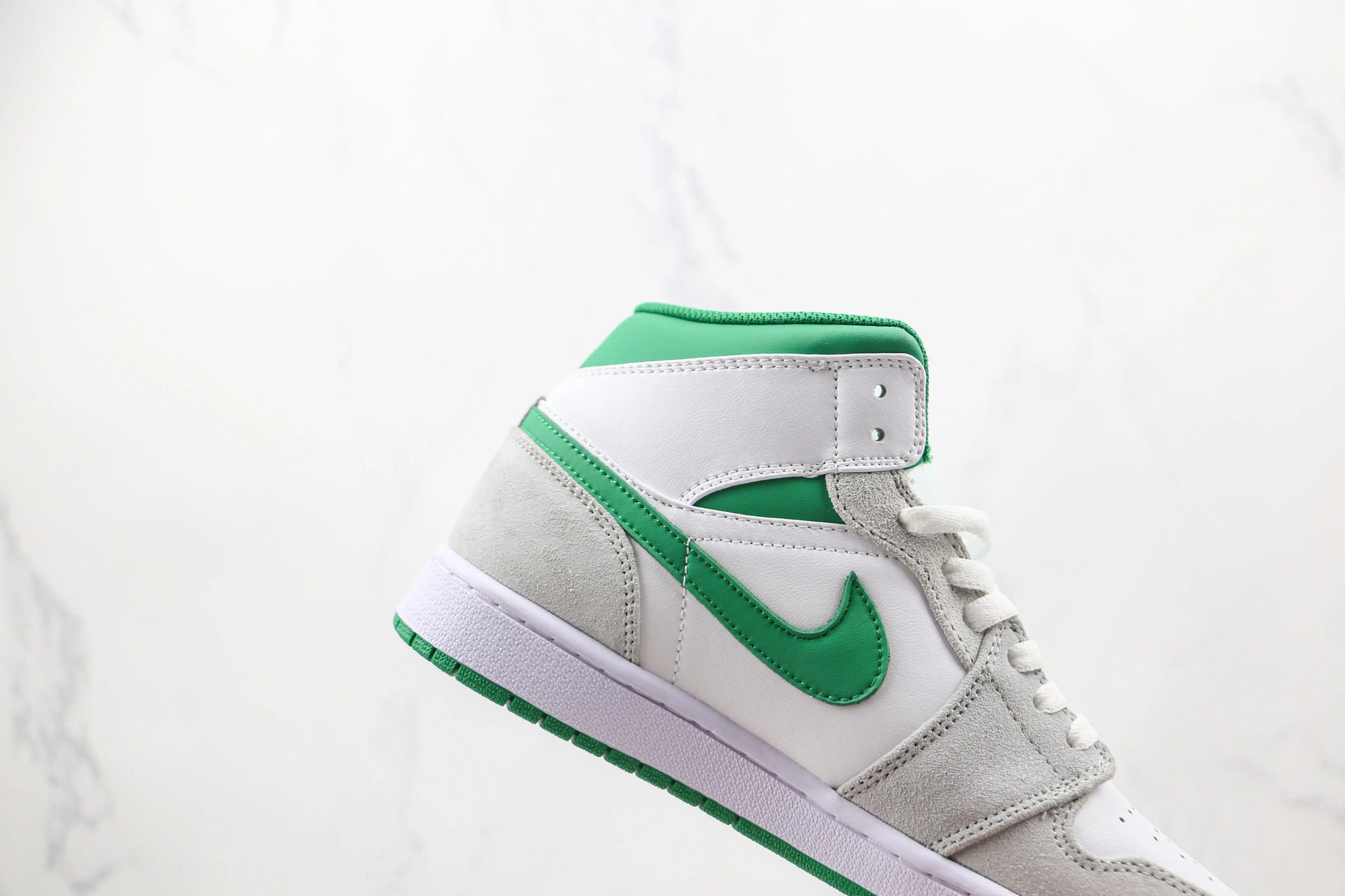 Designer Air Jordan 1 Green Grey Mid High Q ( Customs And Box ), Jordan 1 Sneakers Active