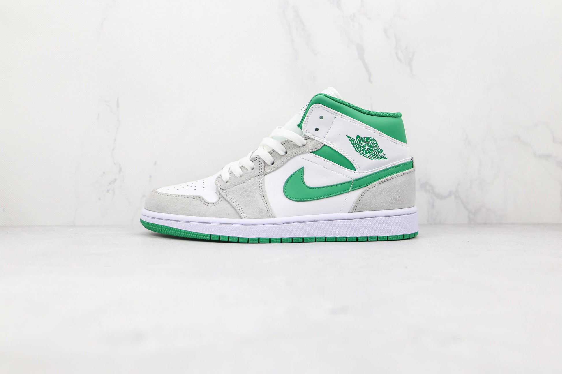 Designer Air Jordan 1 Green Grey Mid High Q ( Customs And Box ), Jordan 1 Sneakers Active