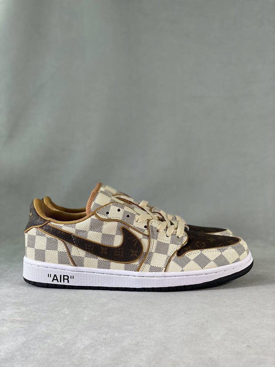 Designer Air Jordan 1 Low Damier Azur Brown LV Monogram