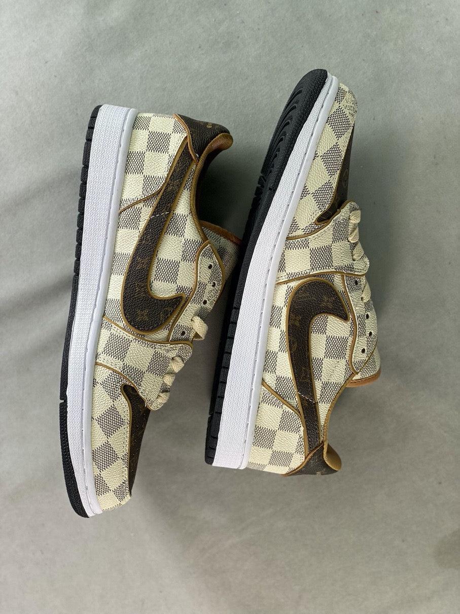 Designer Air Jordan 1 Low Damier Azur Brown LV Monogram