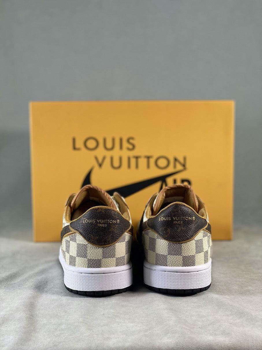 Designer Air Jordan 1 Low Damier Azur Brown LV Monogram