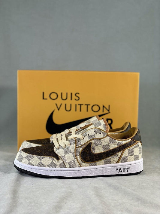 Designer Air Jordan 1 Low Damier Azur Brown LV Monogram