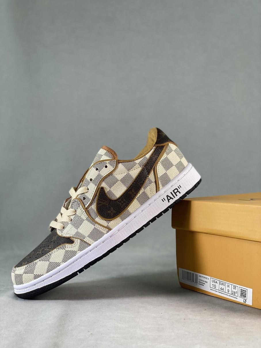 Designer Air Jordan 1 Low Damier Azur Brown LV Monogram