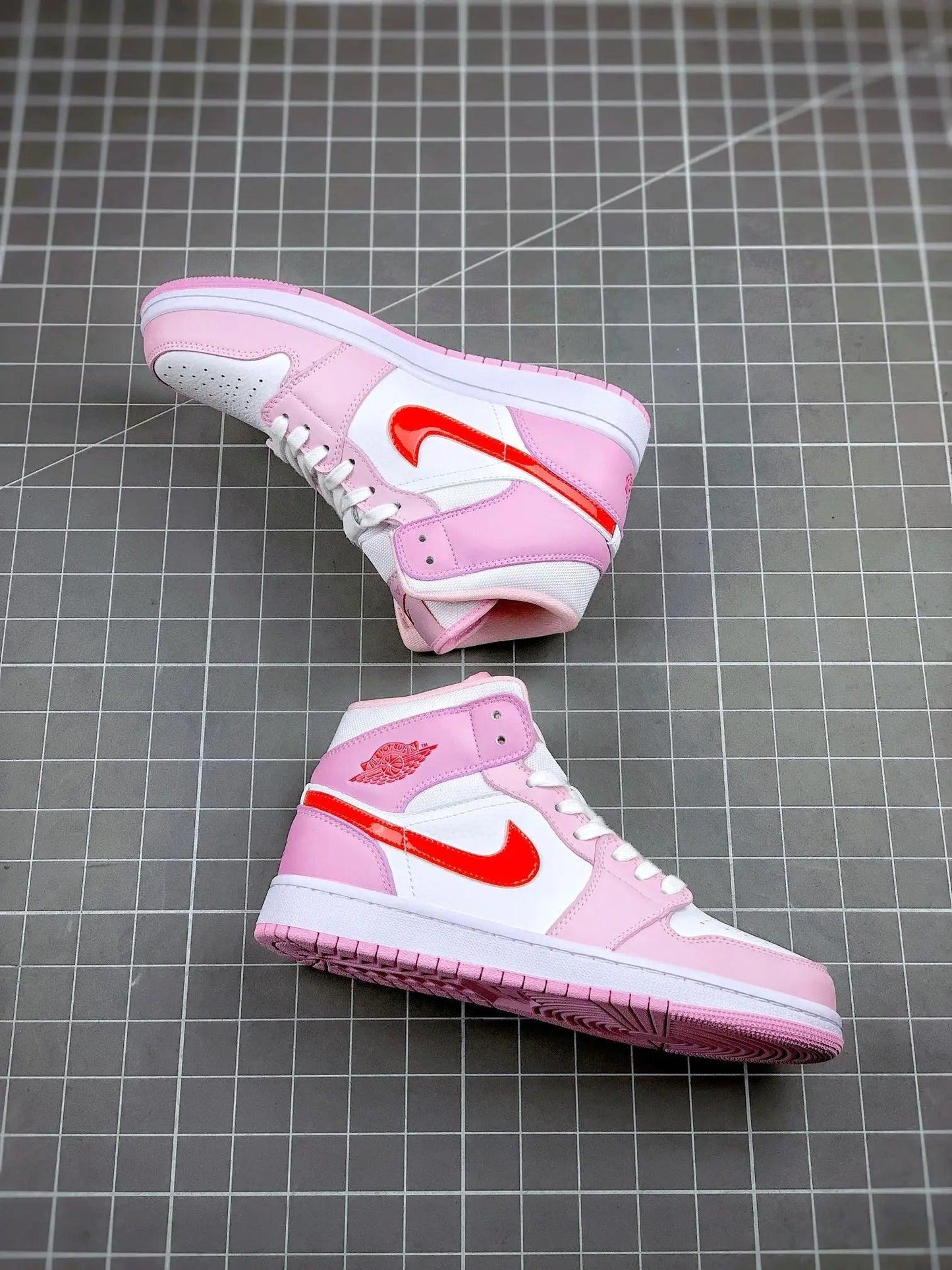 Designer Air Jordan 1 MID Pink Purple Valentine's Day