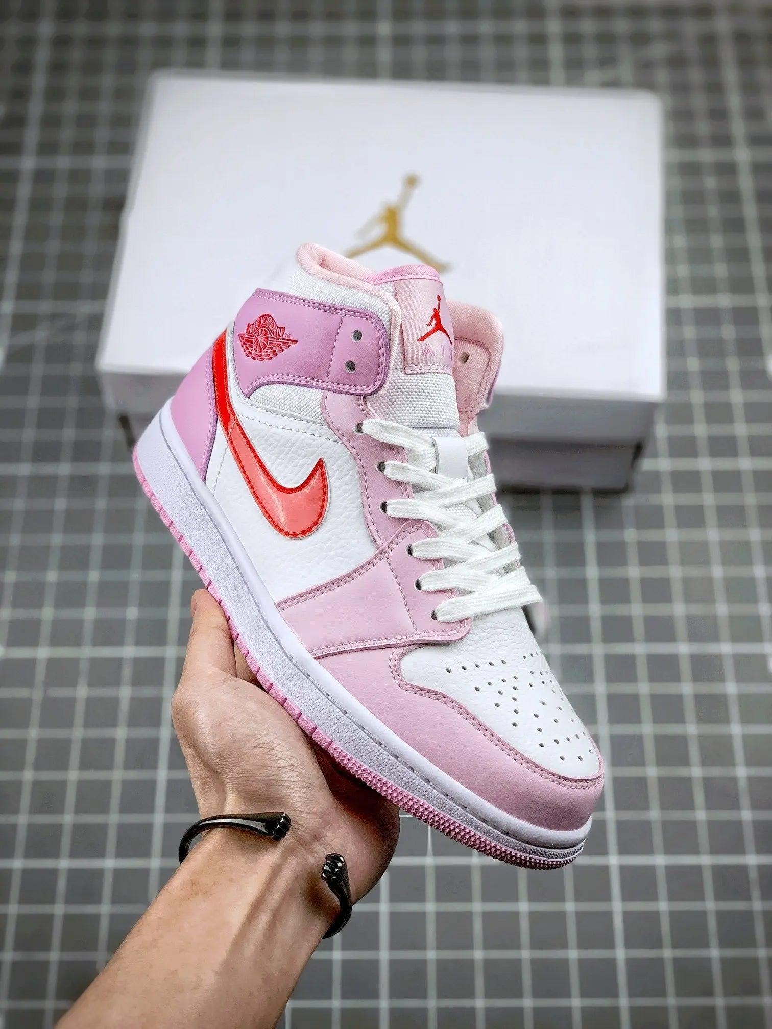 Designer Air Jordan 1 MID Pink Purple Valentine's Day