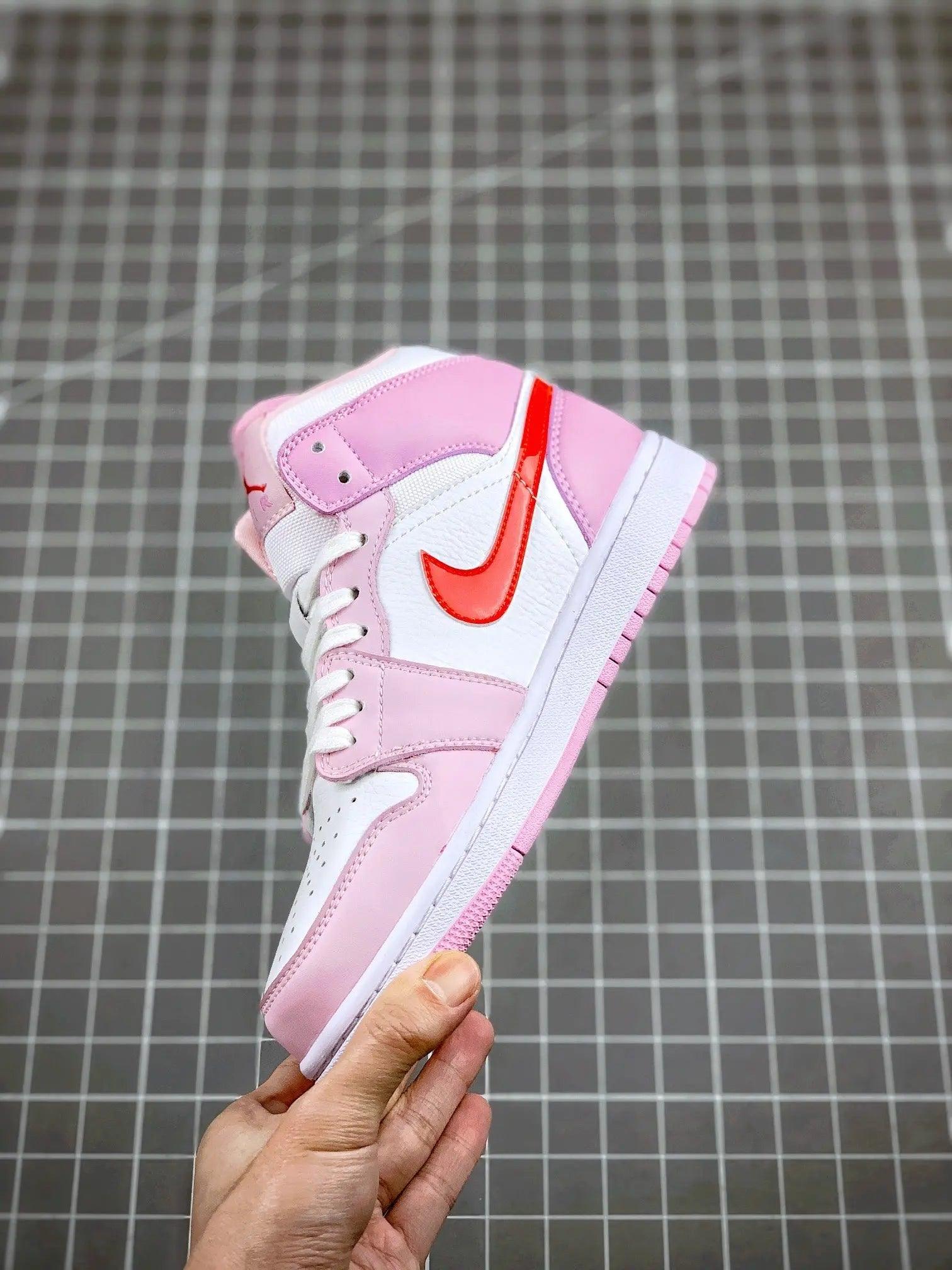 Designer Air Jordan 1 MID Pink Purple Valentine's Day