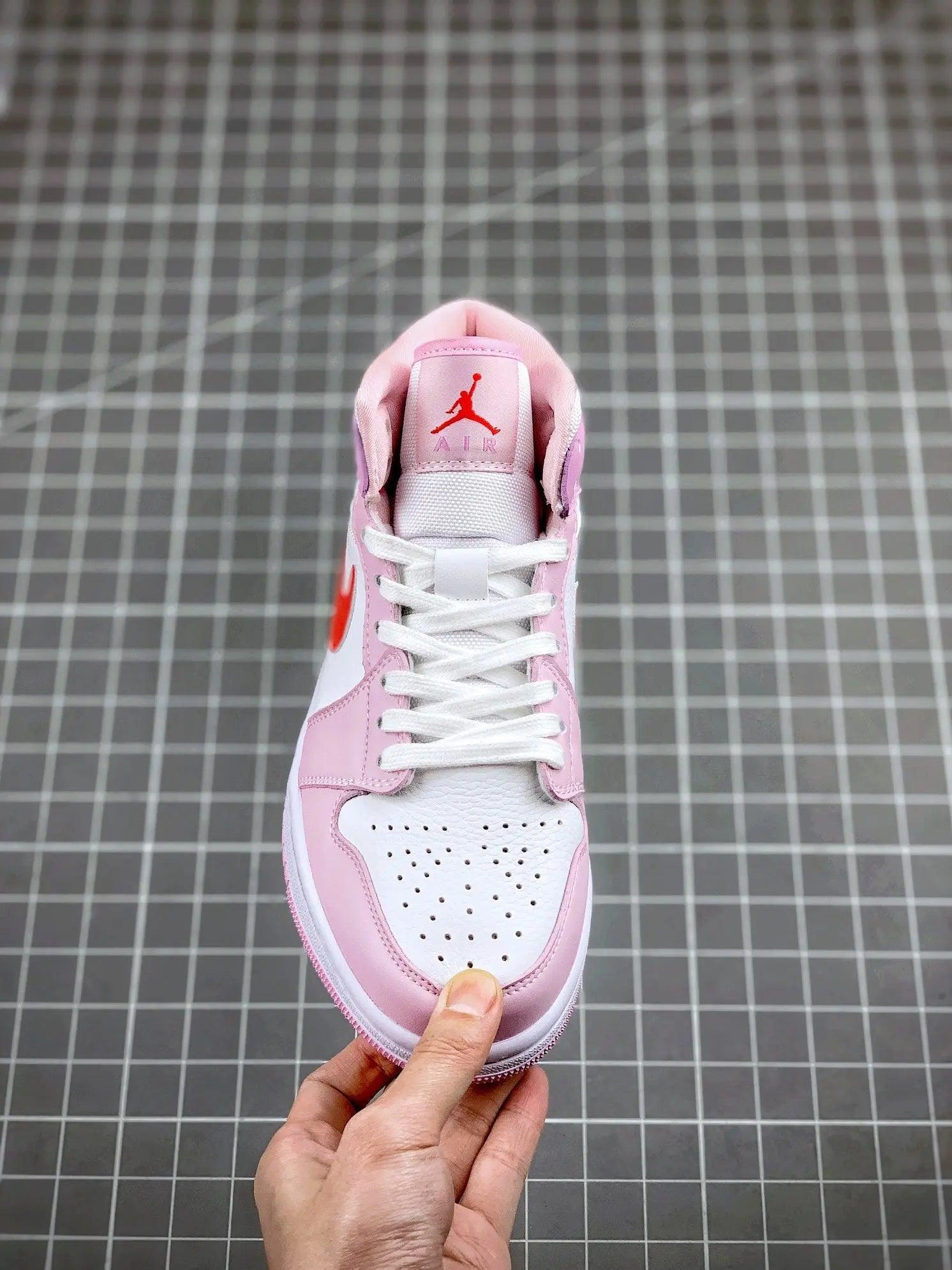 Designer Air Jordan 1 MID Pink Purple Valentine's Day