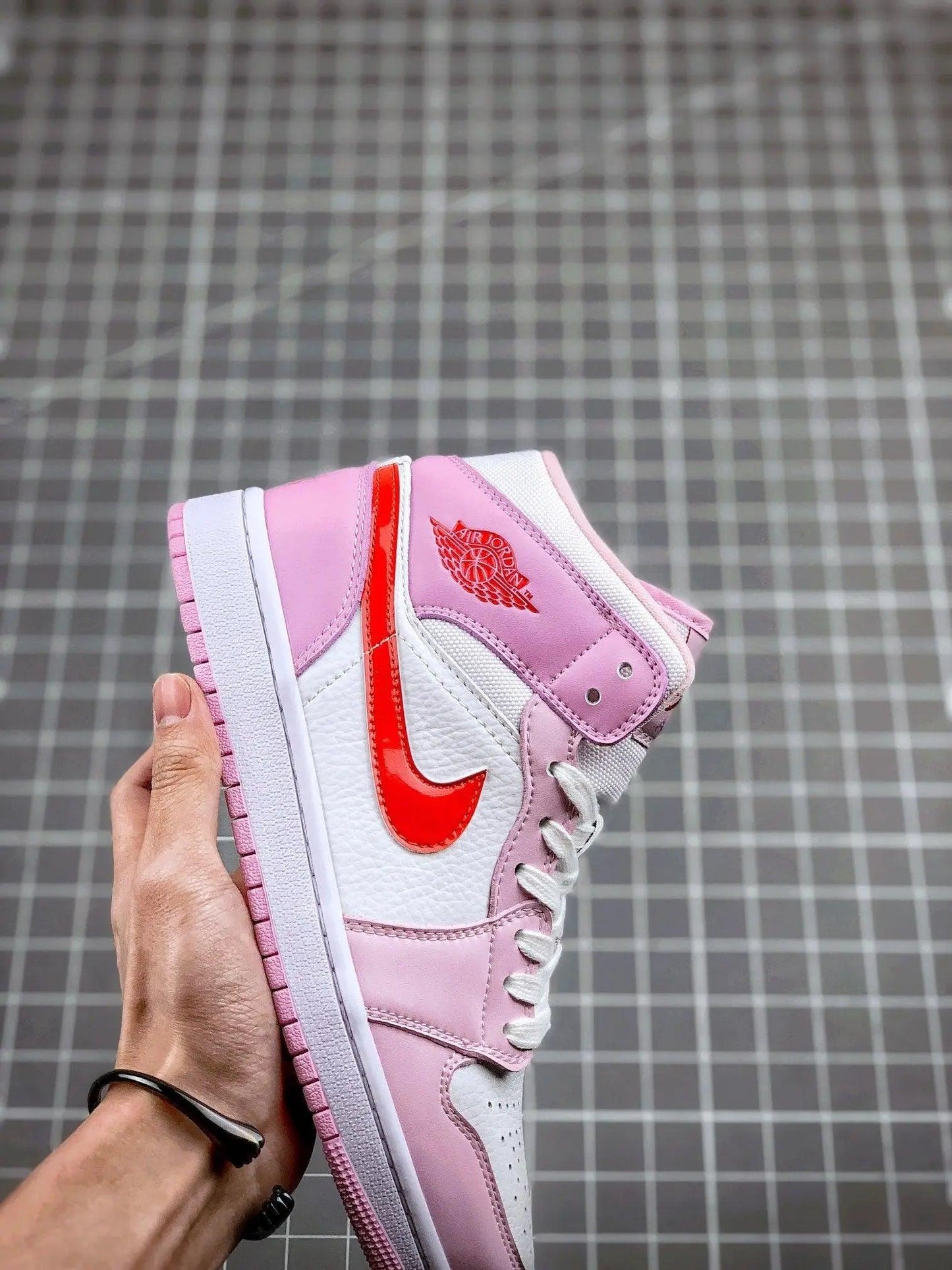 Designer Air Jordan 1 MID Pink Purple Valentine's Day