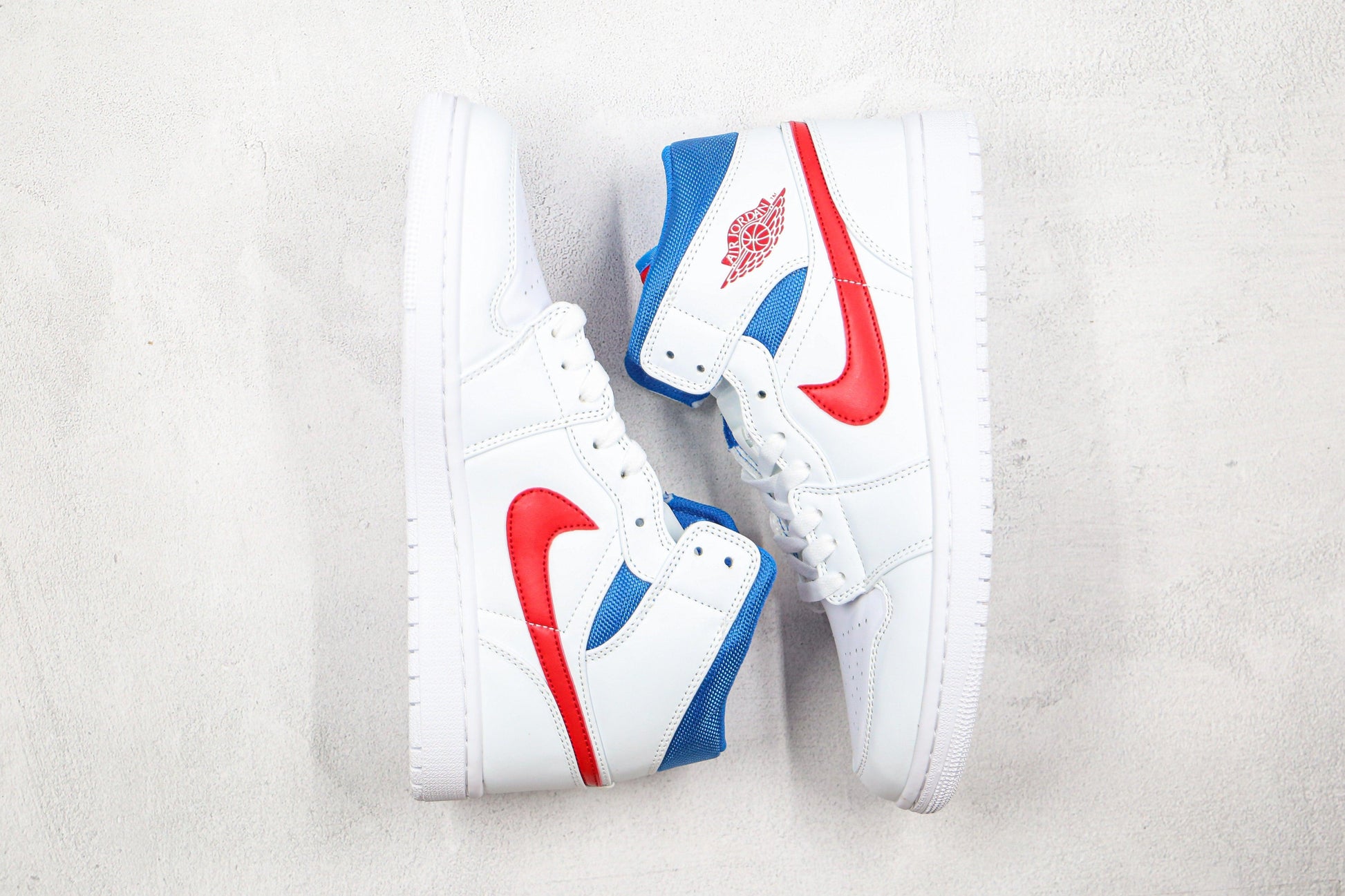 Designer Air Jordan 1 Mid White Blue Red BQ6472-164