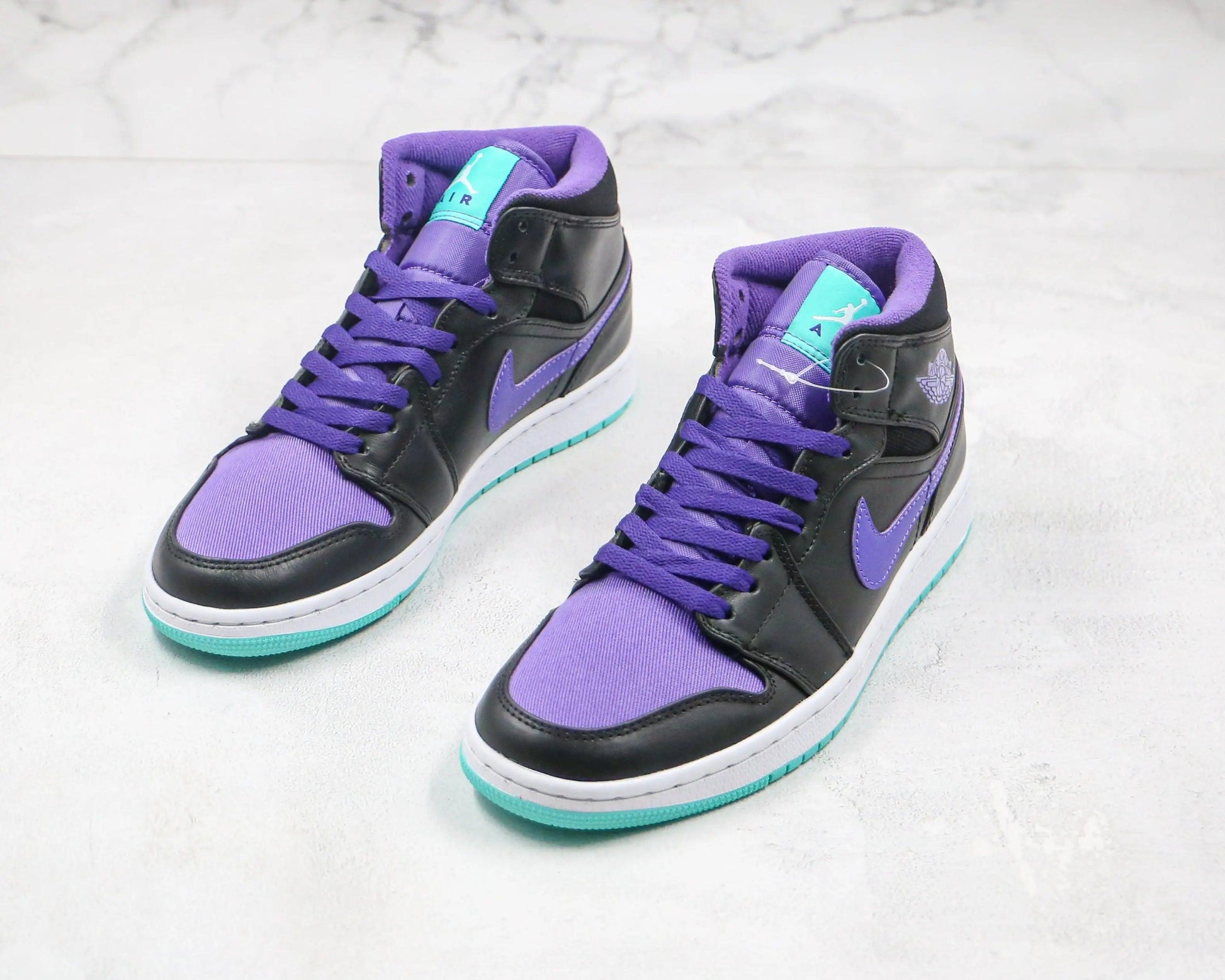 Designer Air Jordan 1 Purple Mid High Q ( Customs And Box ), Jordan 1 Sneakers Active