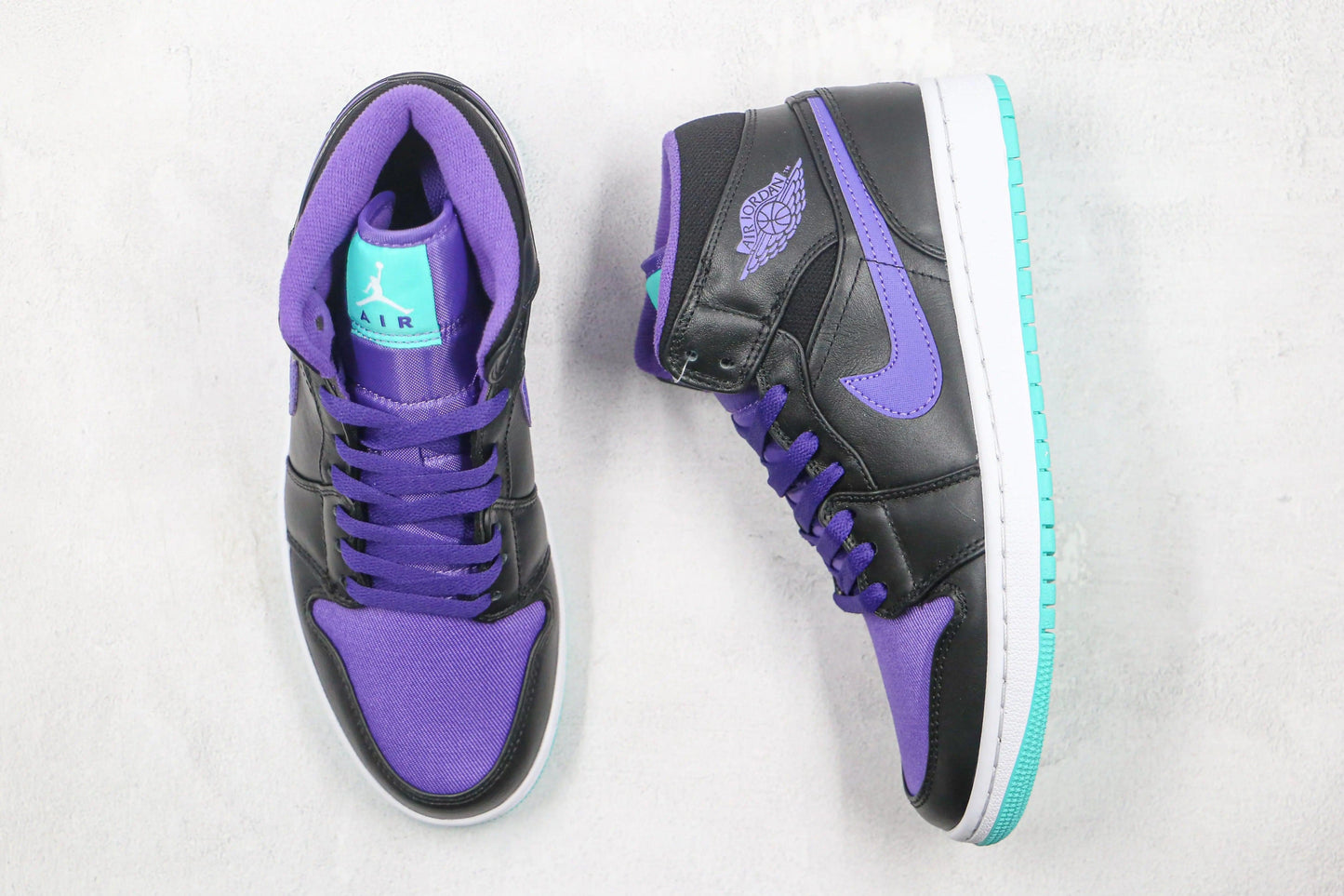 Designer Air Jordan 1 Purple Mid High Q ( Customs And Box ), Jordan 1 Sneakers Active