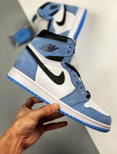 Designer Blue Black White Jordan 1 High Q ( Customs And Box ), Jordan 1 Sneakers Active