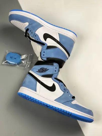 Designer Blue Black White Jordan 1 High Q ( Customs And Box ), Jordan 1 Sneakers Active