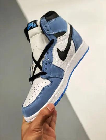 Designer Blue Black White Jordan 1 High Q ( Customs And Box ), Jordan 1 Sneakers Active