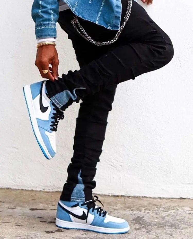 Designer Blue Black White Jordan 1 High Q ( Customs And Box ), Jordan 1 Sneakers Active