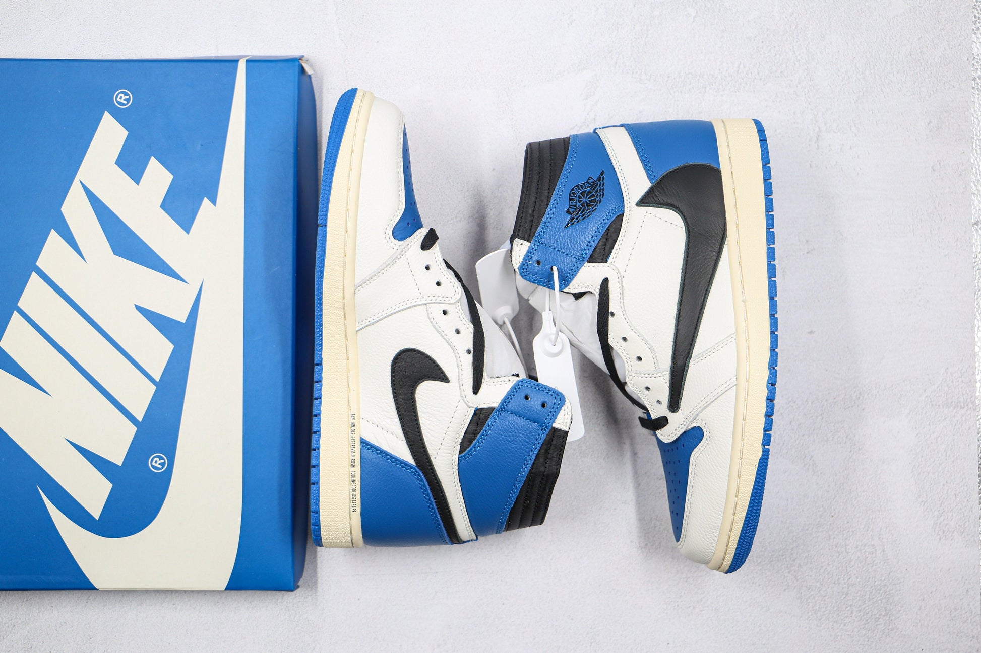 Designer Blue T-Scott x Fragment x Air Jordan 1 High Q ( Customs And Box ), Jordan 1 Sneakers Active