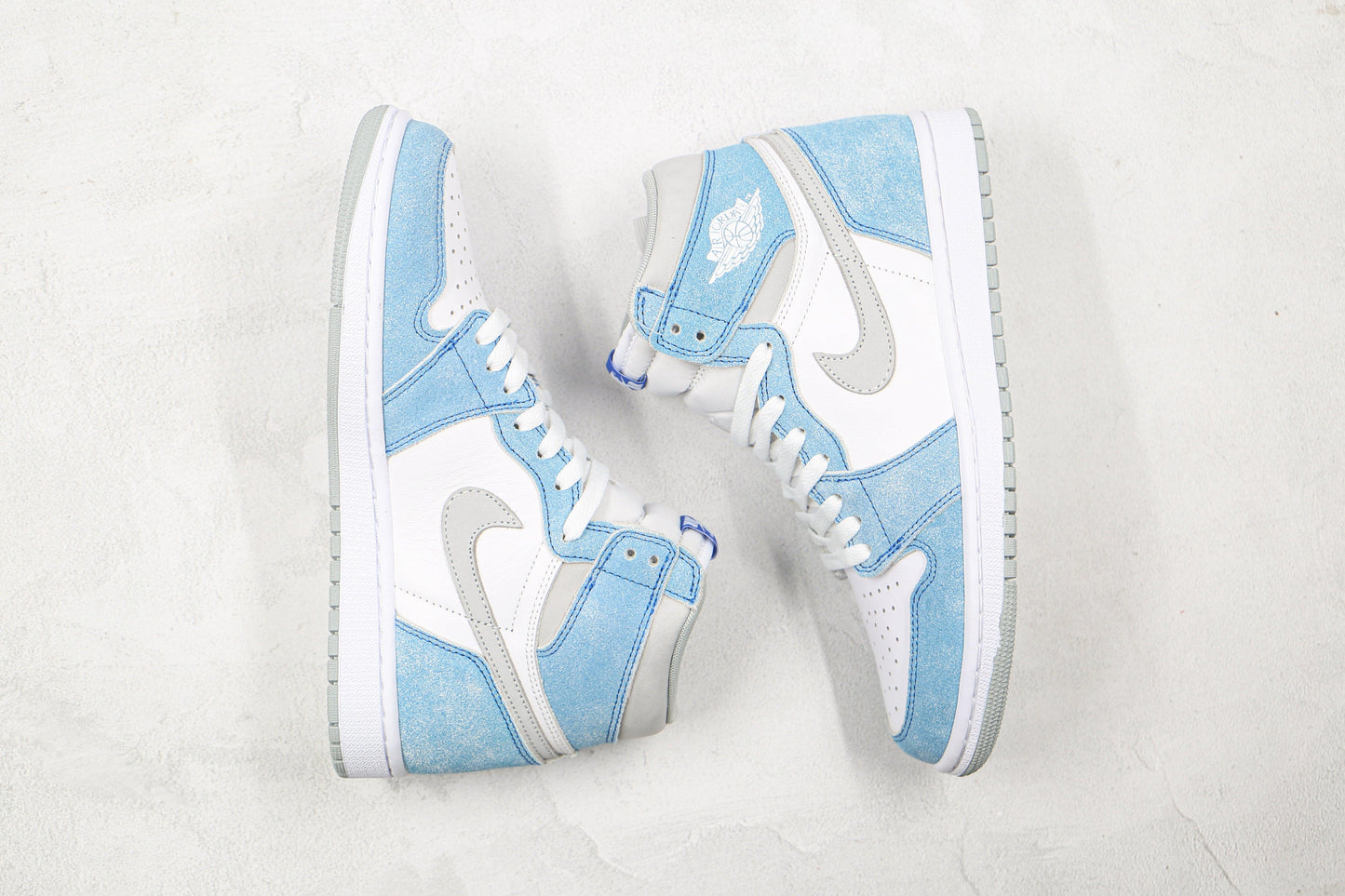 Designer Blue White Jordan 1 High Q ( Customs And Box ), Jordan 1 Sneakers Active