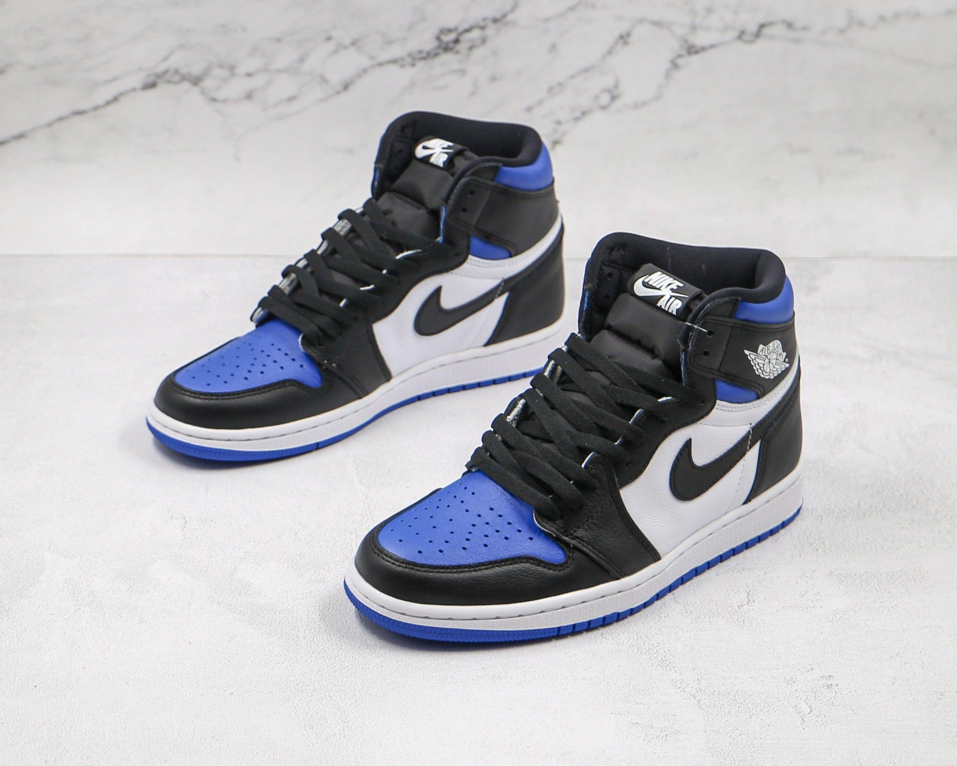 Designer Black Blue Jordan 1 High Q ( Customs And Box ), Jordan 1 Sneakers Active