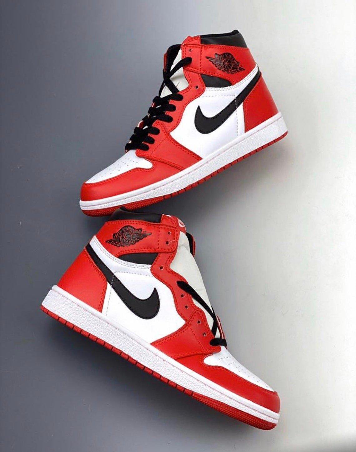 Designer RED Black White Jordan 1 CHICAGO High Q