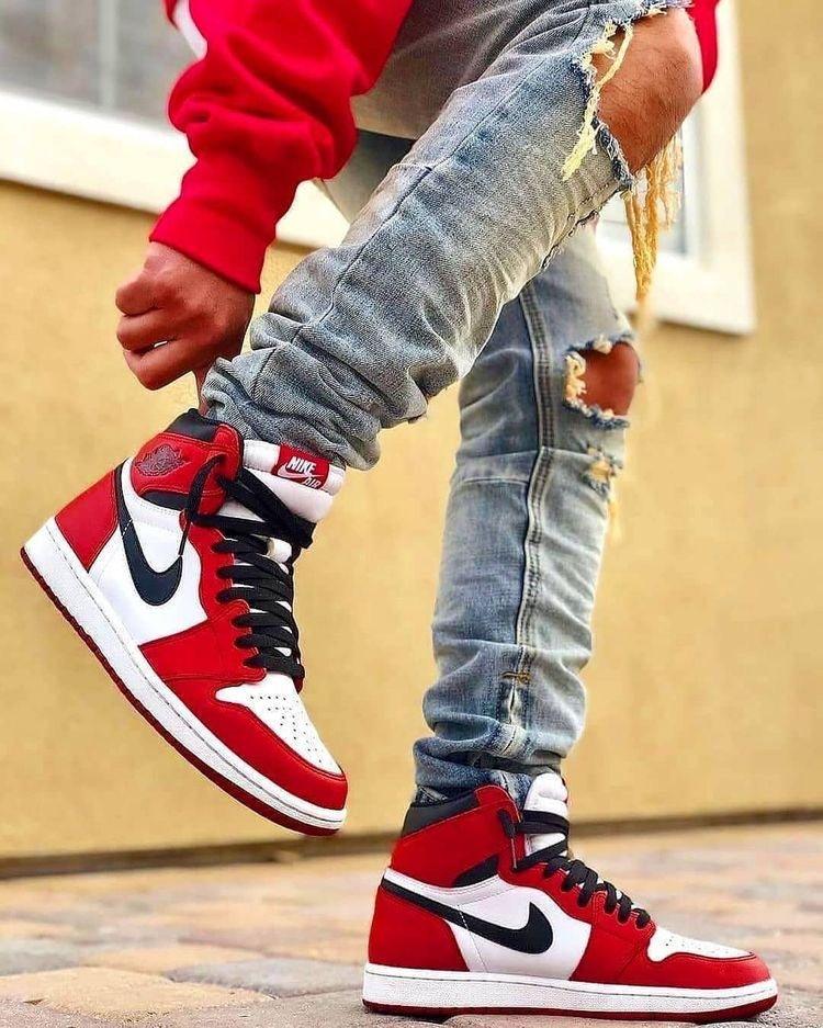 Designer RED Black White Jordan 1 CHICAGO High Q