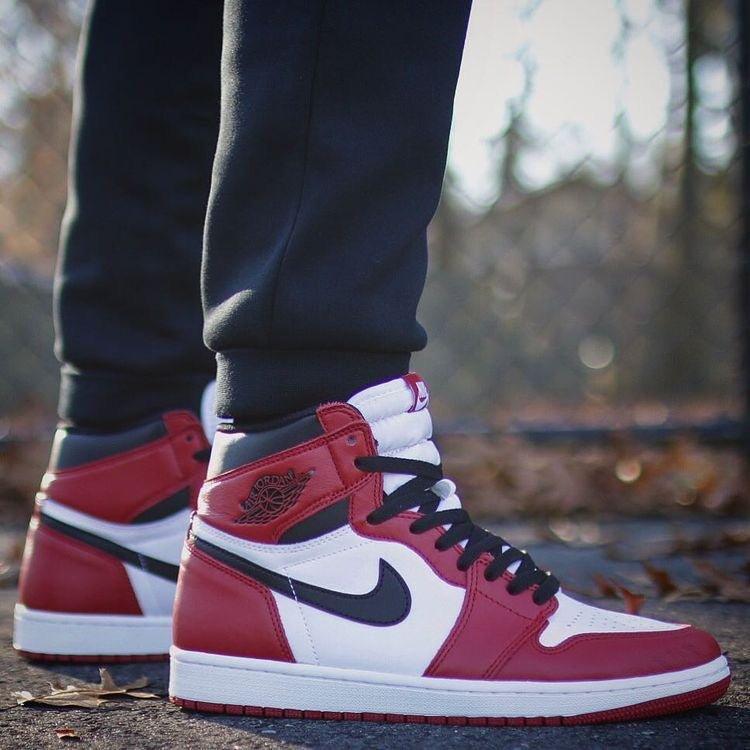 Designer RED Black White Jordan 1 CHICAGO High Q