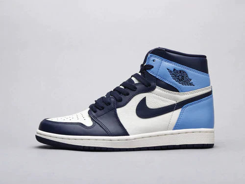 Designer Blue Black White Jordan 1 High Q AJ1 Obsidian UNISEX ( Customs And Box ), Jordan 1 Sneakers FREE SHIPPING WITH FEDEX