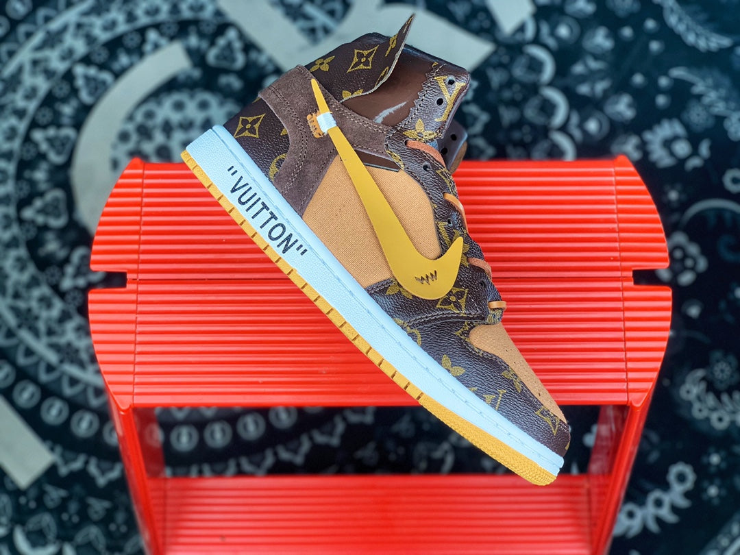 Designer Air Jordan 1 x LV x OFF WHITE Virgil Abloh