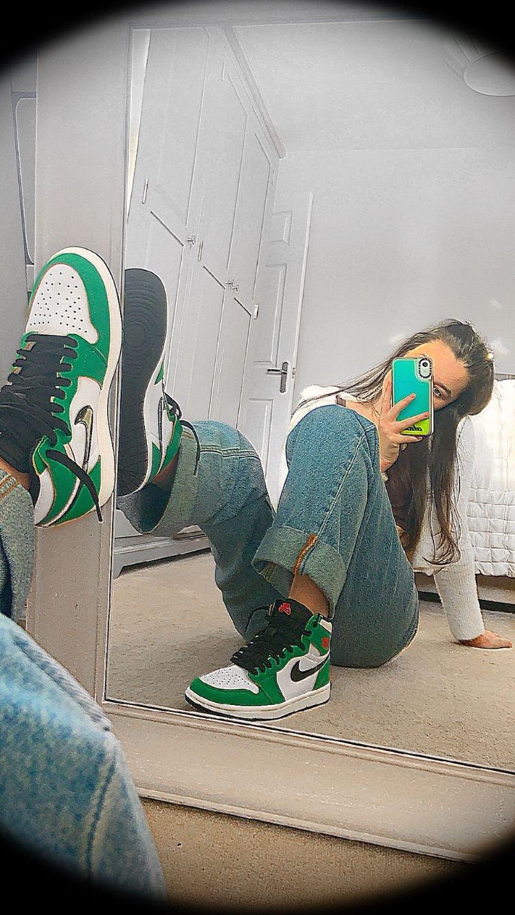 Designer GREEN Jordan 1 High Q ( Customs And Box ), Jordan 1 Sneakers Active