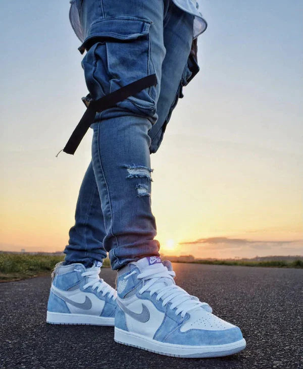 Designer Blue White Jordan 1 High Q ( Customs And Box ), Jordan 1 Sneakers Active