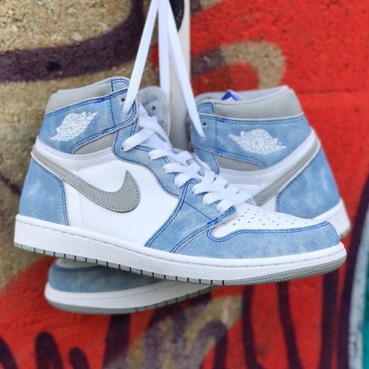 Designer Blue White Jordan 1 High Q ( Customs And Box ), Jordan 1 Sneakers Active