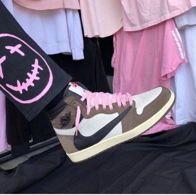 Designer Brown T-Scott x Fragment x Air Jordan 1 High Q ( Customs And Box ), Jordan 1 Sneakers Active CACTUS JACK