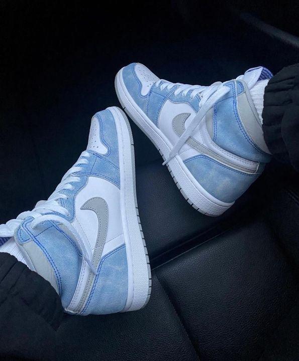 Designer Blue White Jordan 1 High Q ( Customs And Box ), Jordan 1 Sneakers Active