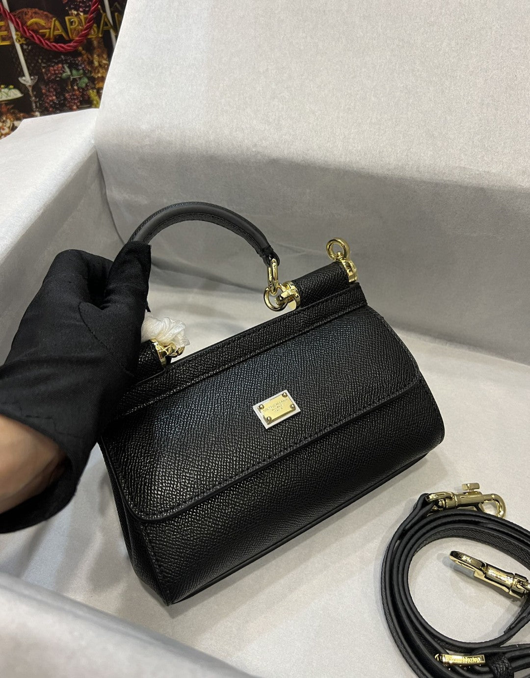 DG Small Sicily Bag In Dauphine Black For Women 7.5in/19cm DG BB7116A100180999